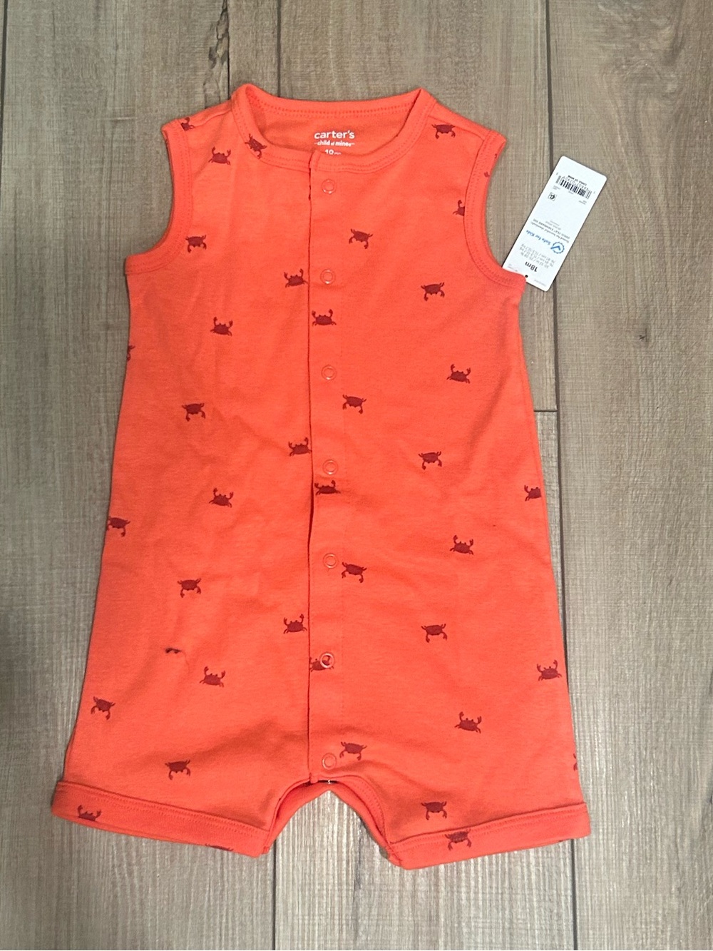 NWT Carter’s Baby Boys Orange Crab Romper 18M